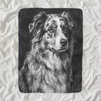 Australian Shepherd Charcoal sherpa blanket by Tritan, angled view
