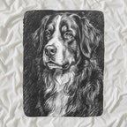 Bernese Mountain Dog Charcoal sherpa blanket by Tritan, angled view