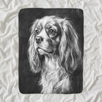 Cavalier King Charles Spaniel Charcoal sherpa blanket by Tritan, angled view