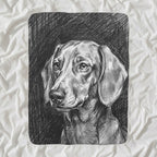 Dachshund Charcoal sherpa blanket by Tritan, angled view