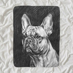 French Bulldog Charcoal sherpa blanket by Tritan, angled view