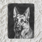 German Shepherd Charcoal sherpa blanket by Tritan, angled view