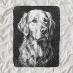 Golden Retriever Charcoal sherpa blanket by Tritan, angled view