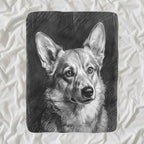 Corgi Charcoal sherpa blanket by Tritan, angled view