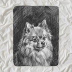 Pomeranian Charcoal sherpa blanket by Tritan, angled view