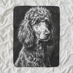 Poodle Charcoal sherpa blanket by Tritan, angled view