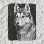 Siberian Husky Charcoal sherpa blanket by Tritan, angled view