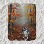Australian Shepherd Acrylic sherpa blanket by Tritan, angled view