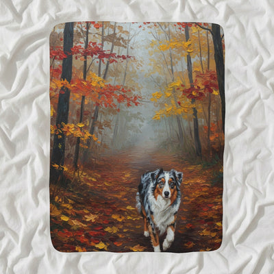 Australian Shepherd Acrylic Sherpa Fleece Blanket, Colorful Dog Art, Australian Shepherd Lover Gift