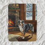 Australian Shepherd Acrylic sherpa blanket by Tritan, angled view