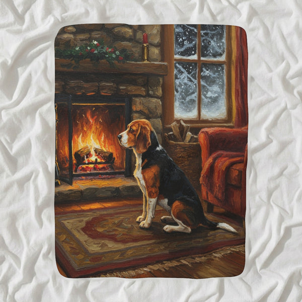 Beagle Acrylic Sherpa Fleece Blanket, Colorful Dog Art, Beagle Lover Gift