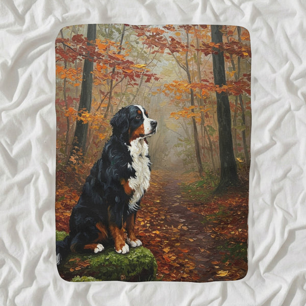 Bernese Mountain Dog Acrylic Sherpa Fleece Blanket, Colorful Dog Art, Bernese Mountain Dog Lover Gift