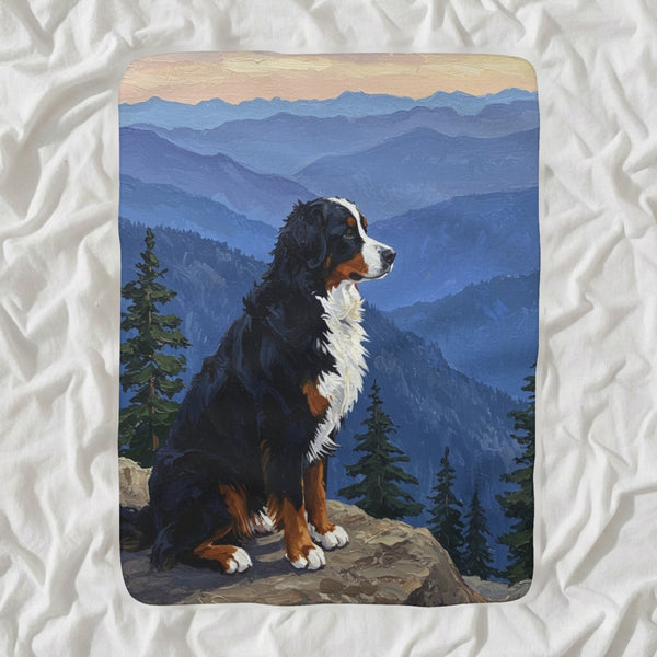 Bernese Mountain Dog Acrylic Sherpa Fleece Blanket, Colorful Dog Art, Bernese Mountain Dog Lover Gift