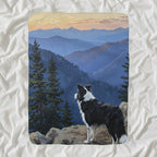 Border Collie Acrylic sherpa blanket by Tritan, angled view