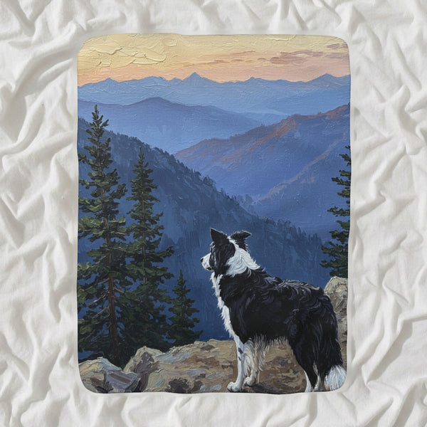 Border Collie Acrylic Sherpa Fleece Blanket, Colorful Dog Art, Border Collie Lover Gift