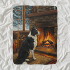 Border Collie Acrylic sherpa blanket by Tritan, angled view