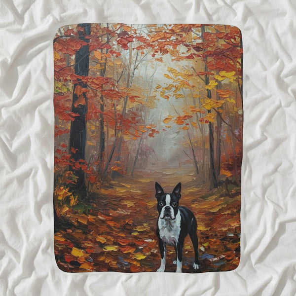 Boston Terrier Acrylic Sherpa Fleece Blanket, Colorful Dog Art, Boston Terrier Lover Gift