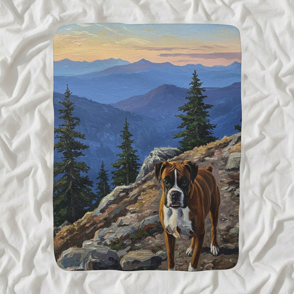 Boxer Acrylic Sherpa Fleece Blanket, Colorful Dog Art, Boxer Lover Gift