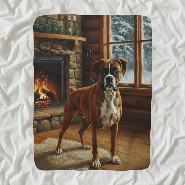 Boxer Acrylic Sherpa Fleece Blanket, Colorful Dog Art, Boxer Lover Gift