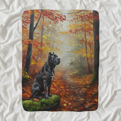 Acrylic Gallery Print Cane Corso - Autumn Woods | Sherpa Fleece Blanket