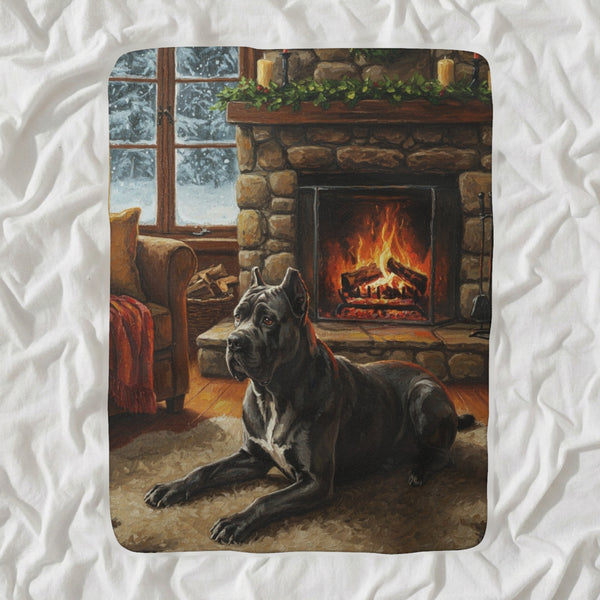 Acrylic Gallery Print Cane Corso - Winter Hearth | Sherpa Fleece Blanket