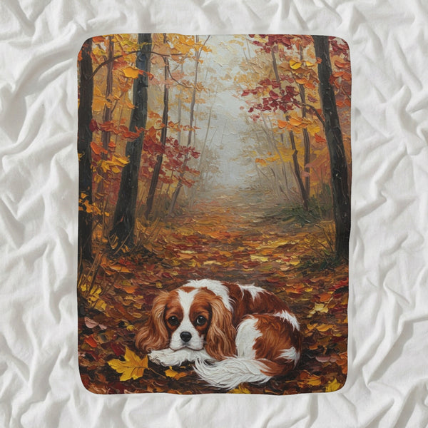 Cavalier King Charles Spaniel Acrylic Sherpa Fleece Blanket, Colorful Dog Art, Cavalier King Charles Spaniel Lover Gift