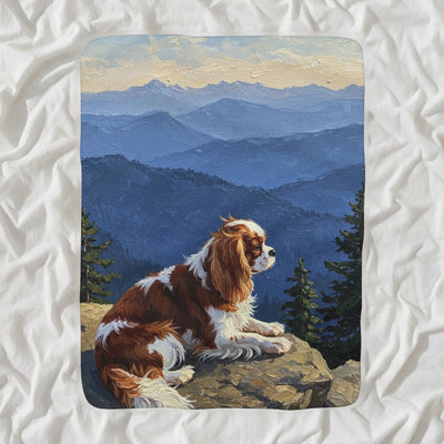 Cavalier King Charles Spaniel Acrylic Sherpa Fleece Blanket, Colorful Dog Art, Cavalier King Charles Spaniel Lover Gift