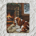 Cavalier King Charles Spaniel Acrylic sherpa blanket by Tritan, angled view