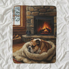 English Bulldog Acrylic sherpa blanket by Tritan, angled view
