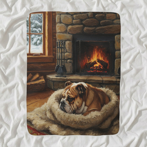 English Bulldog Acrylic Sherpa Fleece Blanket, Colorful Dog Art, English Bulldog Lover Gift