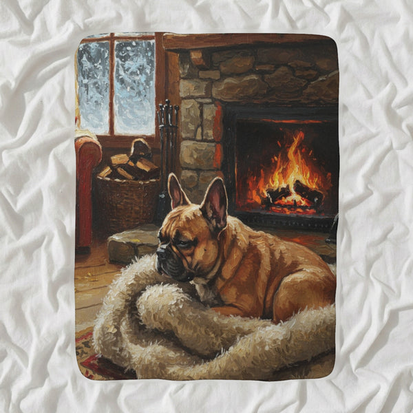 French Bulldog Acrylic Sherpa Fleece Blanket, Colorful Dog Art, French Bulldog Lover Gift