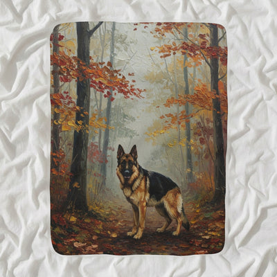 German Shepherd Acrylic Sherpa Fleece Blanket, Colorful Dog Art, German Shepherd Lover Gift