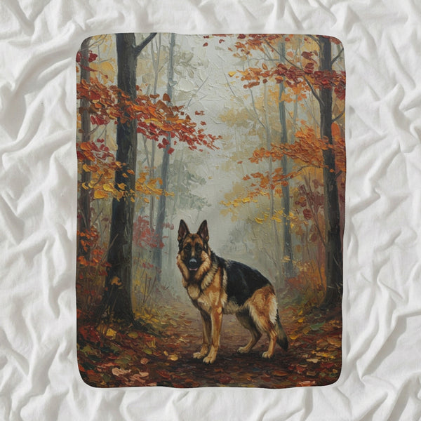 German Shepherd Acrylic Sherpa Fleece Blanket, Colorful Dog Art, German Shepherd Lover Gift