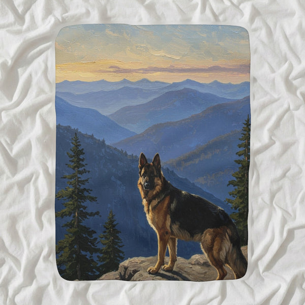 German Shepherd Acrylic Sherpa Fleece Blanket, Colorful Dog Art, German Shepherd Lover Gift