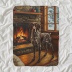German Shorthaired Pointer Acrylic sherpa blanket by Tritan, angled view