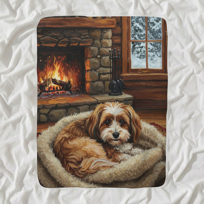 Havanese Acrylic Sherpa Fleece Blanket, Colorful Dog Art, Havanese Lover Gift