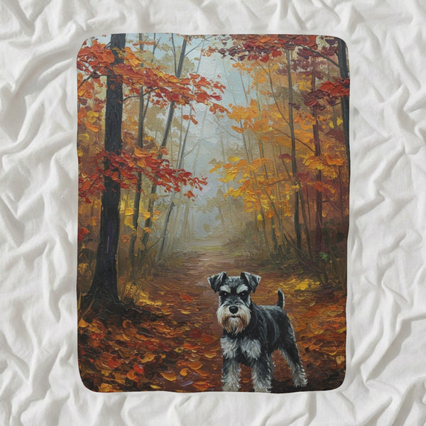Miniature Schnauzer Acrylic Sherpa Fleece Blanket, Colorful Dog Art, Miniature Schnauzer Lover Gift