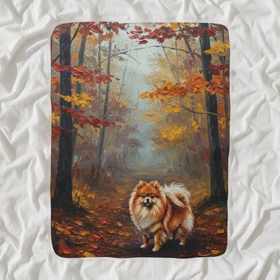 Pomeranian Acrylic Sherpa Fleece Blanket, Colorful Dog Art, Pomeranian Lover Gift