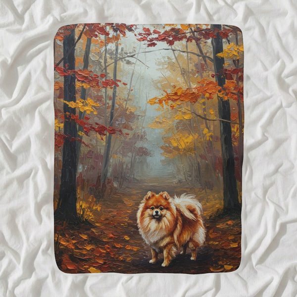 Pomeranian Acrylic Sherpa Fleece Blanket, Colorful Dog Art, Pomeranian Lover Gift