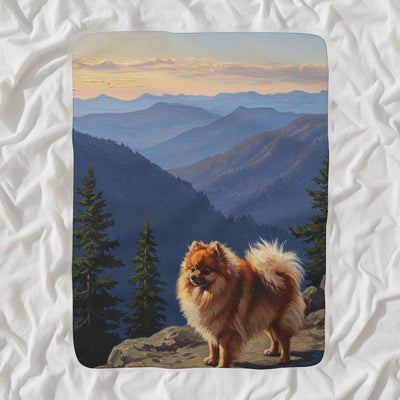 Pomeranian Acrylic Sherpa Fleece Blanket, Colorful Dog Art, Pomeranian Lover Gift