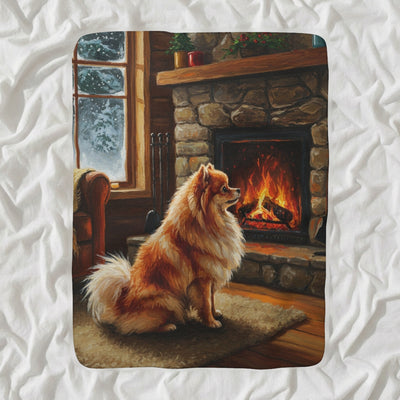 Pomeranian Acrylic Sherpa Fleece Blanket, Colorful Dog Art, Pomeranian Lover Gift
