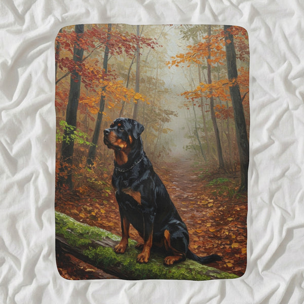 Rottweiler Acrylic Sherpa Fleece Blanket, Colorful Dog Art, Rottweiler Lover Gift