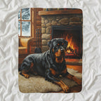 Rottweiler Acrylic sherpa blanket by Tritan, angled view