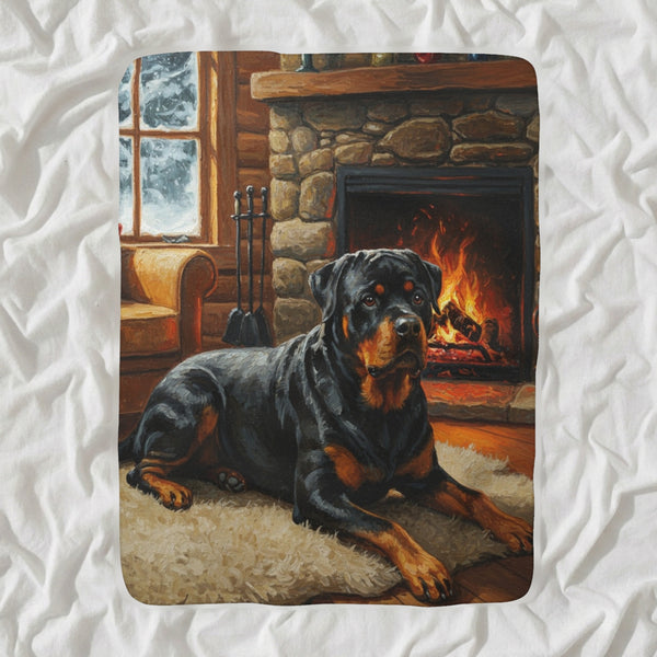 Rottweiler Acrylic Sherpa Fleece Blanket, Colorful Dog Art, Rottweiler Lover Gift