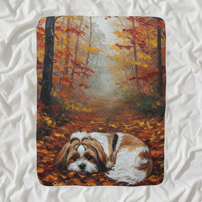 Shih Tzu Acrylic Sherpa Fleece Blanket, Colorful Dog Art, Shih Tzu Lover Gift