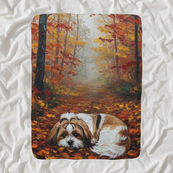 Shih Tzu Acrylic Sherpa Fleece Blanket, Colorful Dog Art, Shih Tzu Lover Gift