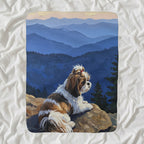 Shih Tzu Acrylic sherpa blanket by Tritan, angled view