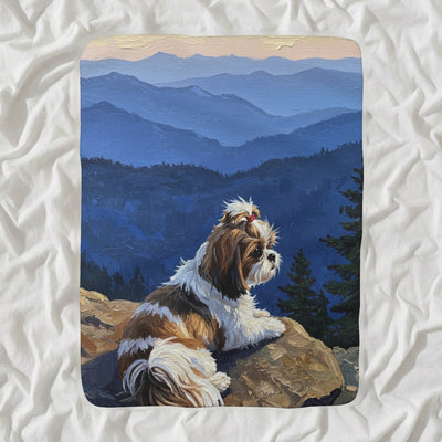 Shih Tzu Acrylic Sherpa Fleece Blanket, Colorful Dog Art, Shih Tzu Lover Gift