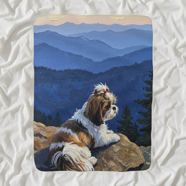 Shih Tzu Acrylic Sherpa Fleece Blanket, Colorful Dog Art, Shih Tzu Lover Gift