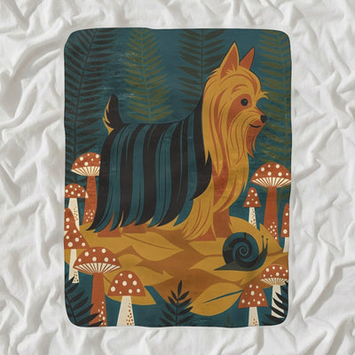 Yorkshire Terrier Sherpa Fleece Blanket, Retro Autumn Dog Art, Yorkshire Terrier Lover Gift